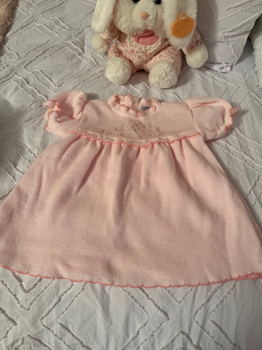 Vintage Pink Knit Baby Dress